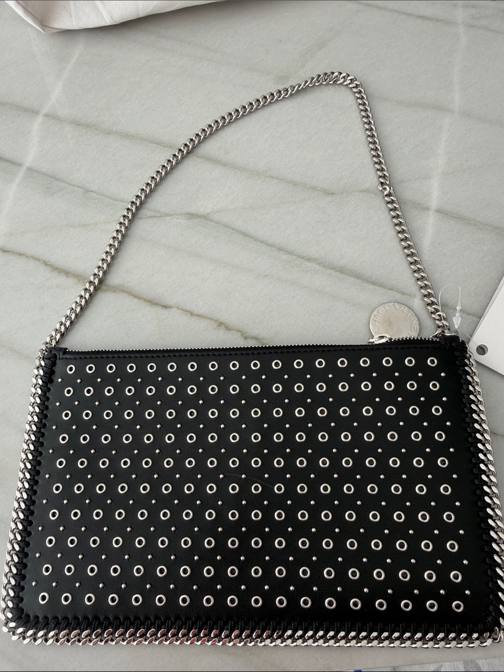 Stella McCartney Black Eyelet-Stud Chain Clutch - Picture 9 of 13
